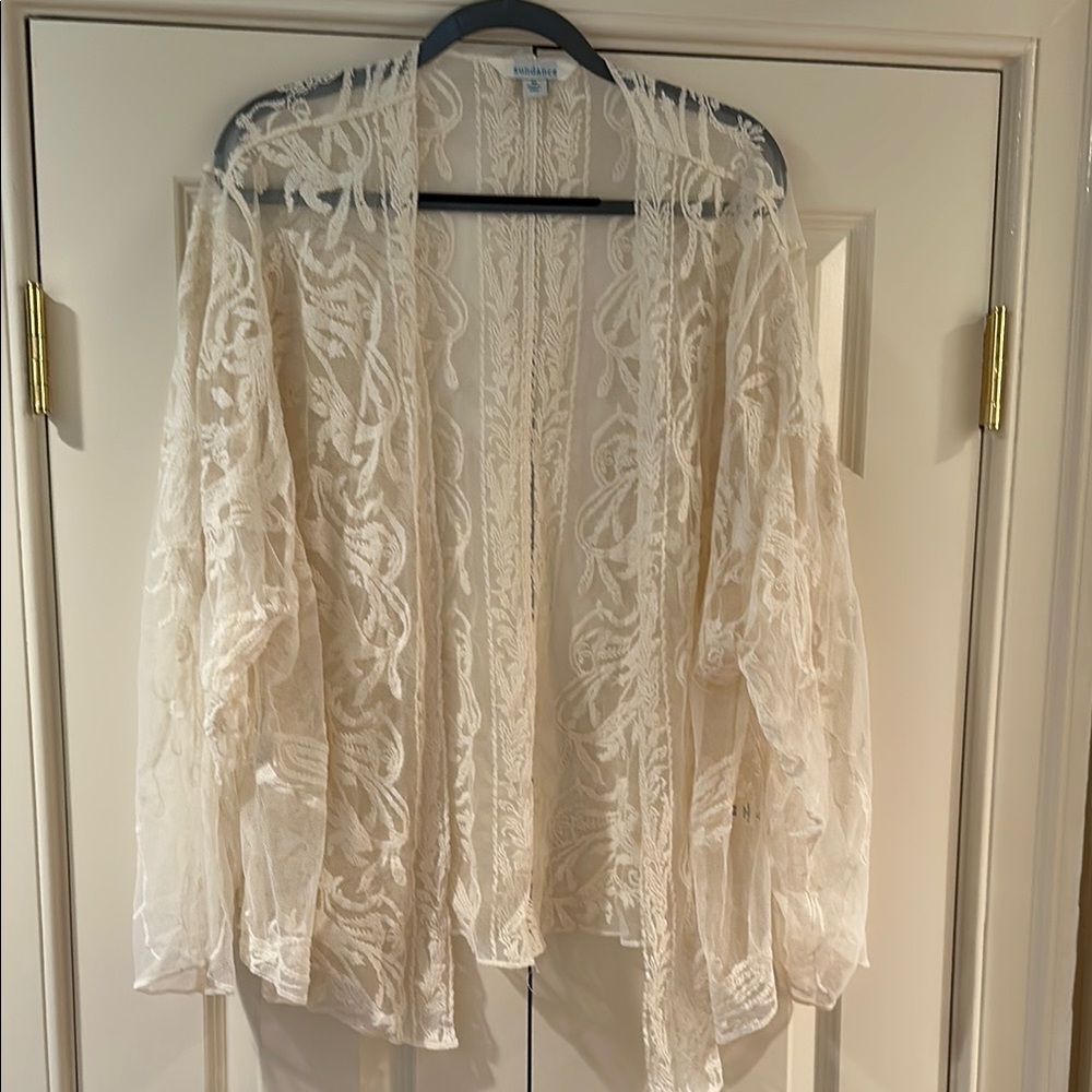 Elegant cream lace kimono from Sundance